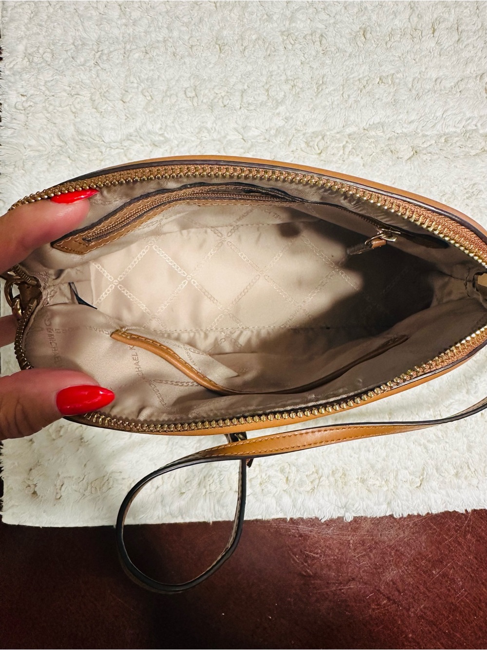 Michael Kors Brown Monogram Crossbody with Tan Trim - Picture 4 of 5